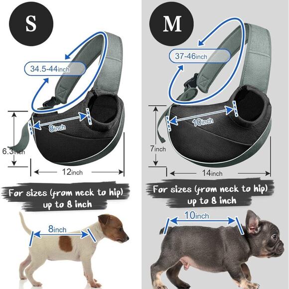 Dog Sling Bag Carrier for Small Dogs (Pink - Grey, M - Up to 10 lbs) - Picture 7 of 9